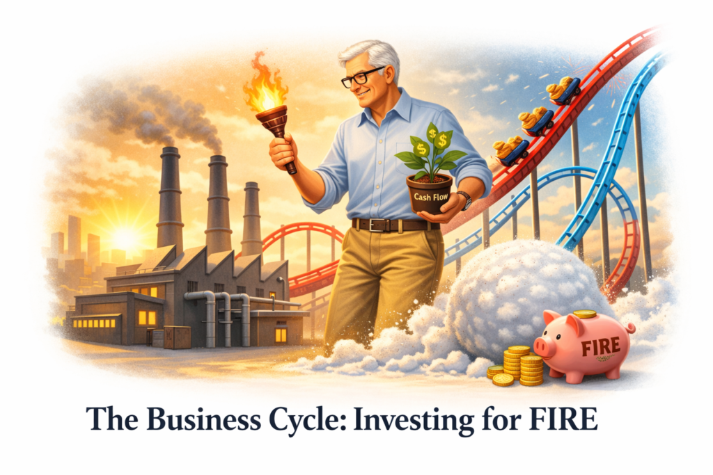 Want to survive market crashes and retire early? Learn how the business cycle works and why investing in strong cash-flowing companies is the secret to FIRE.