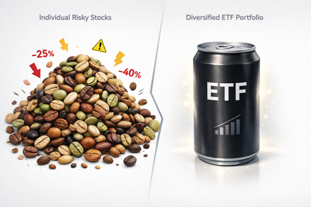 What is an ETF? Understanding Exchange Traded Funds and risk distribution through a simple coffee blend analogy for beginner investors.
