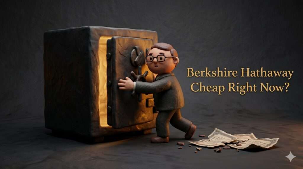 A premium 3D claymation illustration, dark gothic style with high contrast. A cute but cautious clay figure of an investor hugging a massive, impenetrable iron safe glowing with golden light, stepping away from fragile, crumbling paper bonds scattered on the dark floor. Minimalistic dark gray background, moody dramatic lighting, highly detailed clay texture, 8k, professional finance art 